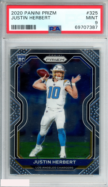 2020 PANINI PRIZM JUSTIN HERBERT #325 ROOKIE RC CHARGERS PSA 9 MINT