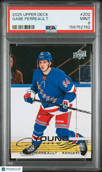 2025-26 Upper Deck Gabe Perreault #202 Young Guns Rookie PSA 9