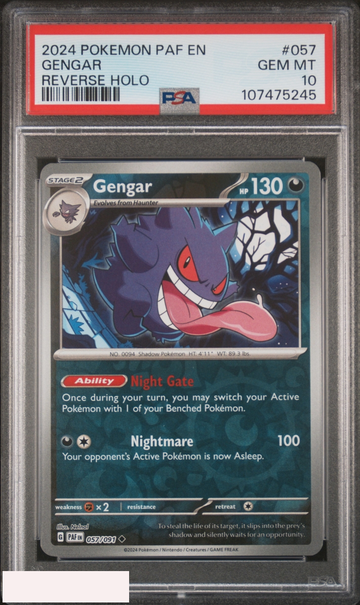 2024 POKEMON PAF EN PALDEAN FATES GENGAR #057 REVERSE HOLO PSA 10 GEM MT