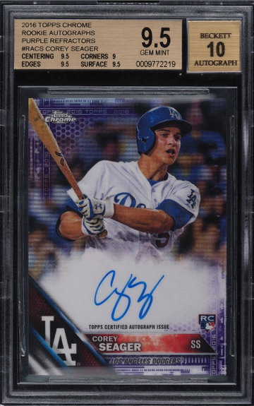Corey Seager 2016 Topps Chrome Purple Autograph /250 BSG 9.5 / 10 (Ships from PWCC Oregon Vault) 