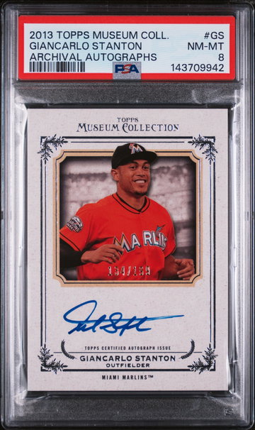 2013 Topps Museum Collection Archival Autographs Giancarlo Stanton #GS /199 PSA 8