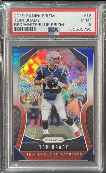 Tom Brady 2019 Panini Prizm #18 Red White Blue Prizm Refractor PSA 9 Patriots