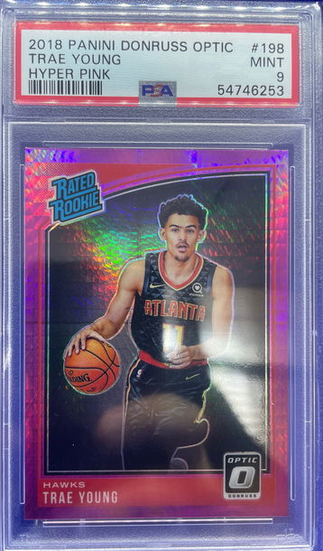 2018-19 PANINI DONRUSS OPTIC HYPER PINK TRAE YOUNG ATLANTA HAWKS ROOKIE PSA 9 MINT SP
