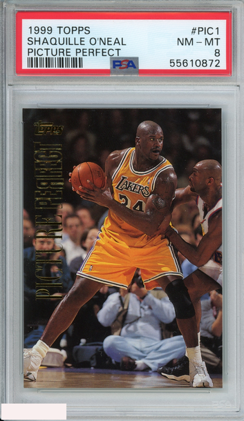 1999 TOPPS SHAQUILLE O NEAL #PIC1 PICTURE PERFECT LOS ANGELES LAKERS PSA 8 NM-MT
