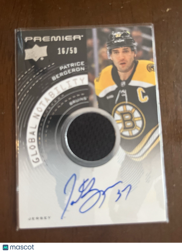 2023 UD Premier Global Notability Jersey Patrice Bergeron #Unspecified Autograph