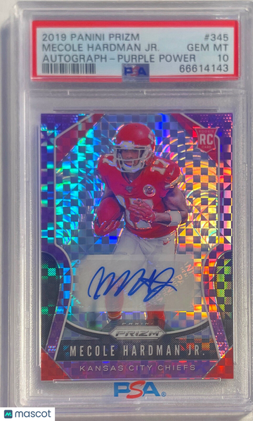 2019 Panini Prizm Mecole Hardman JR. #345 Autograph Purple Power PSA 10