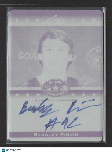 2012 Leaf US Army All American Football Bradley Pinion #TA-BP1 Black Printing Plate /1 Printing Plate