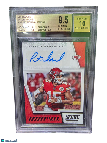 2018 Score Inscriptions Patrick Mahomes II #35 BGS 9.5 Auto 10