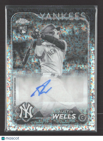 2024 Topps Chrome Austin Wells #AC-AWE Black Logofractor RC