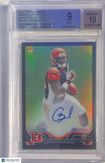 2013 Topps Chrome Rookie Autographs Black Refractors Giovani Bernard #96 BGS 9 Auto 10