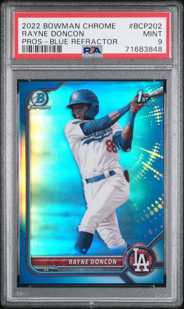 2022 BOWMAN CHROME PROSPECTS RAYNE DONCON #BCP202 PROS-BLUE REFRACTOR PSA 9