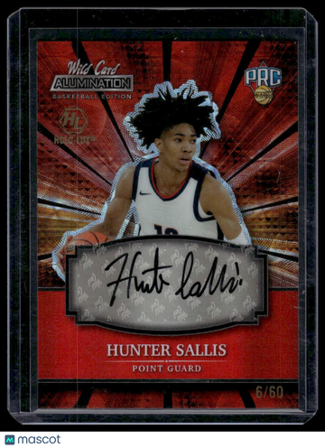 2021-22 Wild Card Alumination Hunter Sallis #ABC-A Autographs Holo-Lux Red Kaleidoscope Board AU,SN