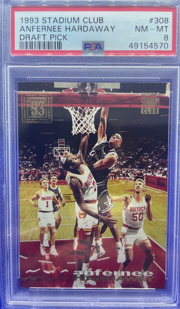 1993 STADIUM CLUB ANFERNEE HARDAWAY RC #308 PSA 8 NM-MT PENNY ORLANDO MAGIC