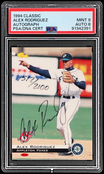 1994 Classic Alex Rodriguez Autograph PSA 9 RC AUTO