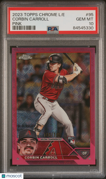 2023 Topps Chrome Logofractor Edition Corbin Carroll #95 Pink Refractor /199 PSA 10