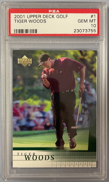 2001 Upper Deck Golf Tiger Woods RC #1 PSA 10
