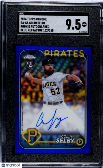 2024 Topps Chrome Colin Selby Blue Refractor 102/150 Rookie #RA-CS SGC 9.5 Pittsburgh Pirates