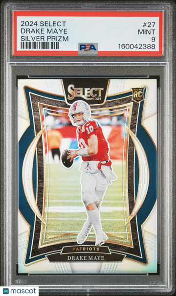 Drake Maye 2024 Panini Select #27-Silver Prizm Concourse PSA 9