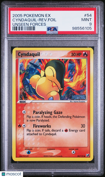 2005 Pokemon EX Unseen Forces Cyndaquil-Rev. Foil Unseen Forces PSA 9 #54