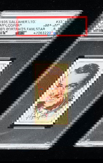 1935 Gallaher Signed Portraits of Famous Stars #33 Gary Cooper PSA 8 NM - MINT