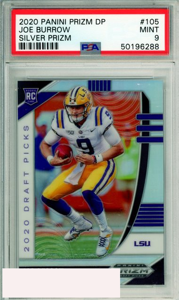 2020 PANINI PRIZM DRAFT PICKS JOE BURROW #105 SILVER PRIZM ROOKIE RC PSA 9 MINT
