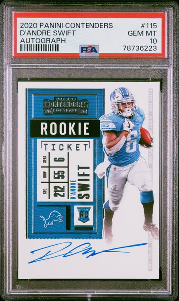 2020 PANINI D'ANDRE SWIFT CONTENDERS AUTOGRAPH #115 PSA 10