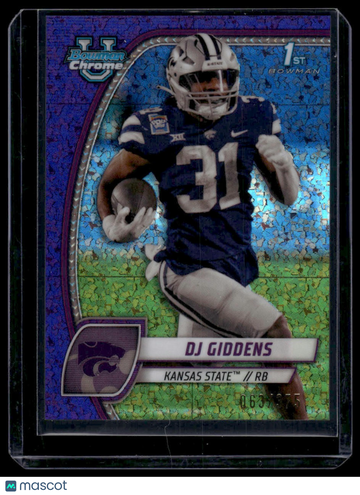 2024 Bowman University Chrome DJ Giddens #33 Purple Mini-Diamond Refractor SN