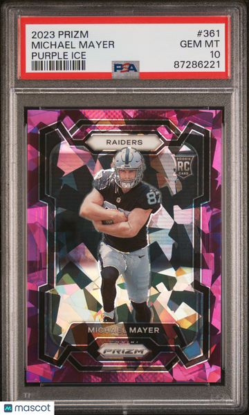 2023 Panini Prizm Michael Mayer #361 Purple Ice PSA 10