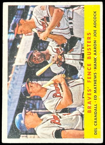 1958 TOPPS BRAVES FENCE BUSTERS AARON/MATHEWS/CRANDALL/ADCOCK #351