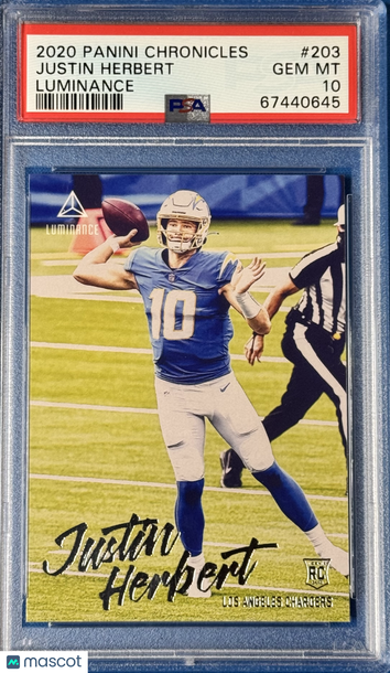 2020 Panini Chronicles Luminance Justin Herbert #203 Rookie PSA 10