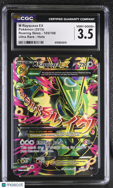 M Rayquaza EX #105/108 2015 Pokemon Roaring Skies CGC 3.5