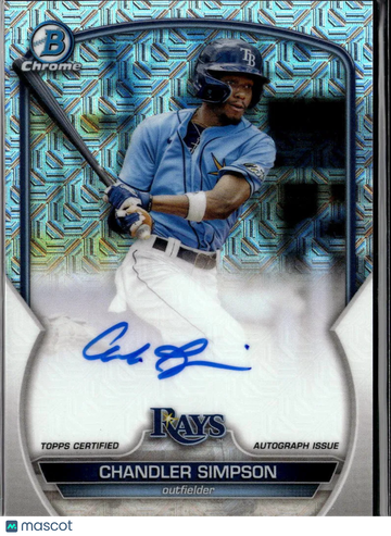 Chandler Simpson 2023 Bowman Chrome Auto Blue Mojo Refractor Tampa Bay Rays