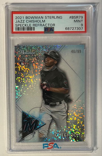 2021 Bowman Sterling Jazz Chisholm Rookie Speckle Refractor /99 PSA 9 Marlins