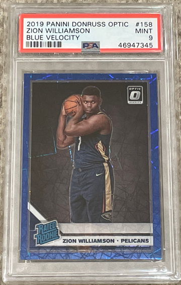 2019 Zion Williamson Donruss Optic Rated Rookie Blue Velocity PSA 9 