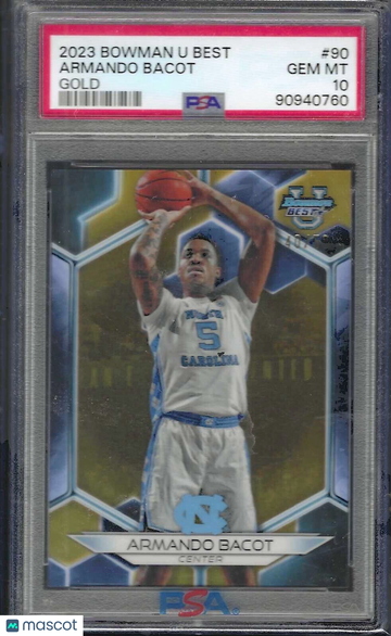 2023 Bowman University Best Armando Bacot #90 Gold Refractor PSA 10