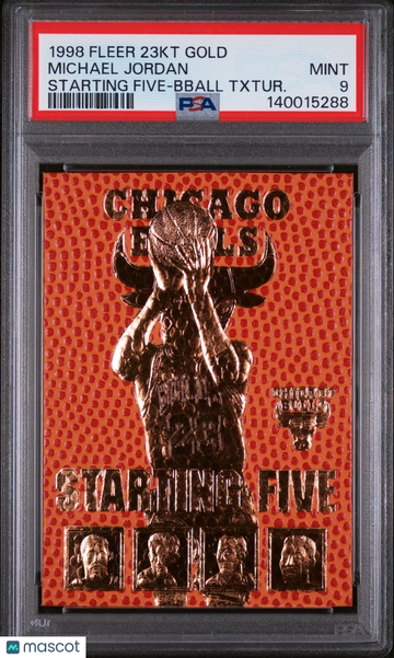 1998 Fleer 23kt Gold Michael Jordan Starting Five Bball Txtur. PSA 9