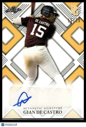 2023 Leaf Perfect Game National Showcase Gian De Castro #AU-GDC Autographs Yellow SN AU