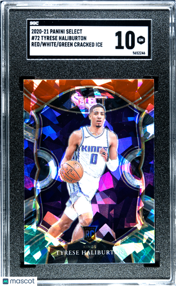 2020 Panini Select Tyrese Haliburton #72 Red White Green Cracked Ice Prizm Rookie SGC 10