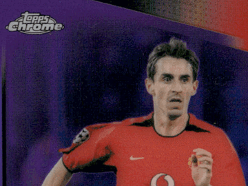 2026 Topps Chrome UEFA Gary Neville #CLA-GN Purple Refractor /75 Legend Auto Topps