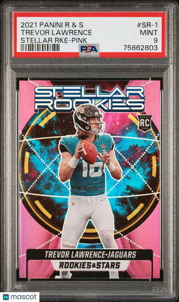 2021 Panini Rookies & Stars Stellar Rookies Trevor Lawrence RKE Pink Rookie /75 #SR-1 PSA 9 Jacksonville Jaguars