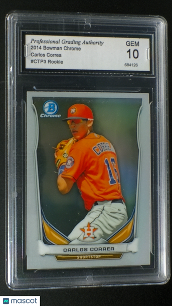 2014 Bowman Chrome Carlos Correa #CTP-3 Prospect Rookie Insert PGA 10