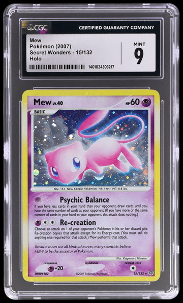 2007 Pokemon Diamond And Pearl Secret Wonders Mew Holo CGC 9