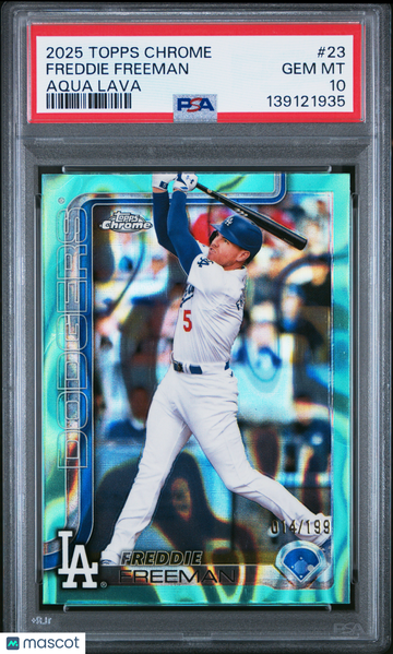 2025 Topps Chrome Freddie Freeman #23 Aqua Lava /199 PSA 10