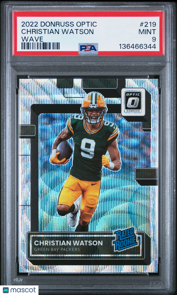 2022 Panini Donruss Optic Christian Watson #219 Wave PSA 9
