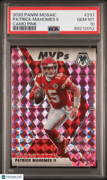 Graded 2020 Panini Mosaic Camo Pink #297 Patrick Mahomes II PSA 10 Football Card