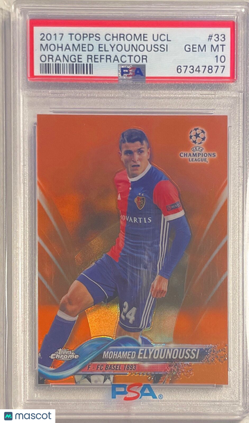 2017 Topps Chrome UEFA Champions League Mohamed Elyounoussi #33 Orange Refractor PSA 10