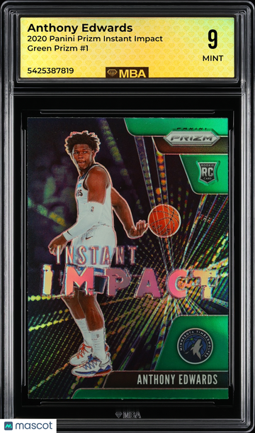 2020 Panini Prizm Instant Impact Anthony Edwards #1 Green Prizm MBA 9
