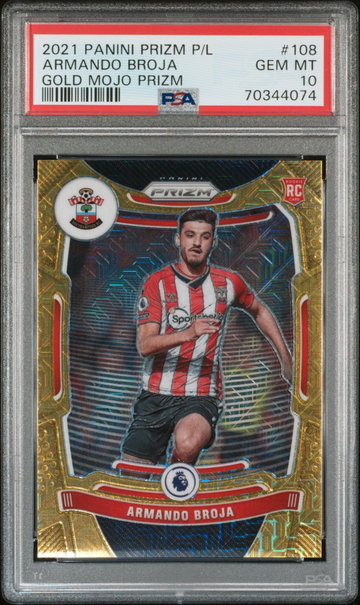 2021 Panini Prizm Premier League Gold Mojo Prizm Armando Broja #108 10/10 PSA 10