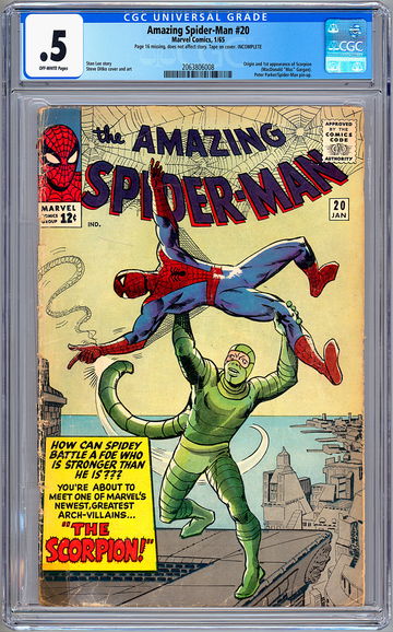 AMAZING SPIDER-MAN #20 CGC 0.5 *ORIGIN & 1ST SCORPION* STAN LEE STEVE DITKO 1965