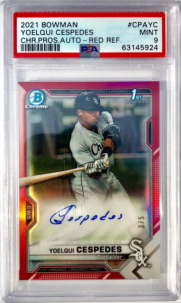 2021 Bowman Chrome Yoelqui Cespedes Red Auto /5 PSA 9